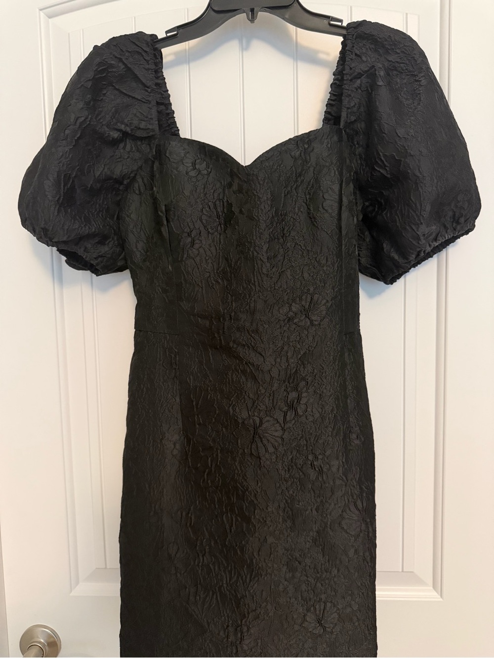 Lilly Pulitzer Black Puff-Sleeve Floral Jacquard Midi Dress